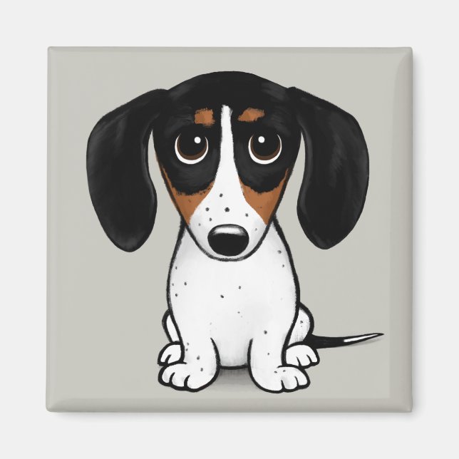Imán Piebald Dachshund | Mimán de cachorro picado (Frente)