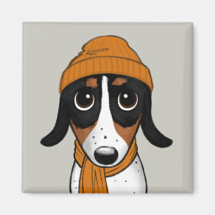 Imán Piebald Dachshund   Perro Cute Hipster