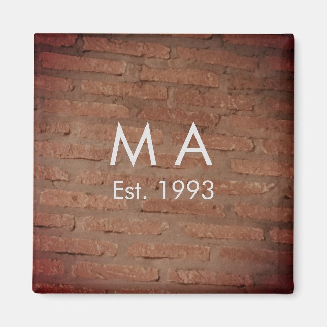 Imán Piedra de ladrillo rústico marrón agregar nombre l (Frente)