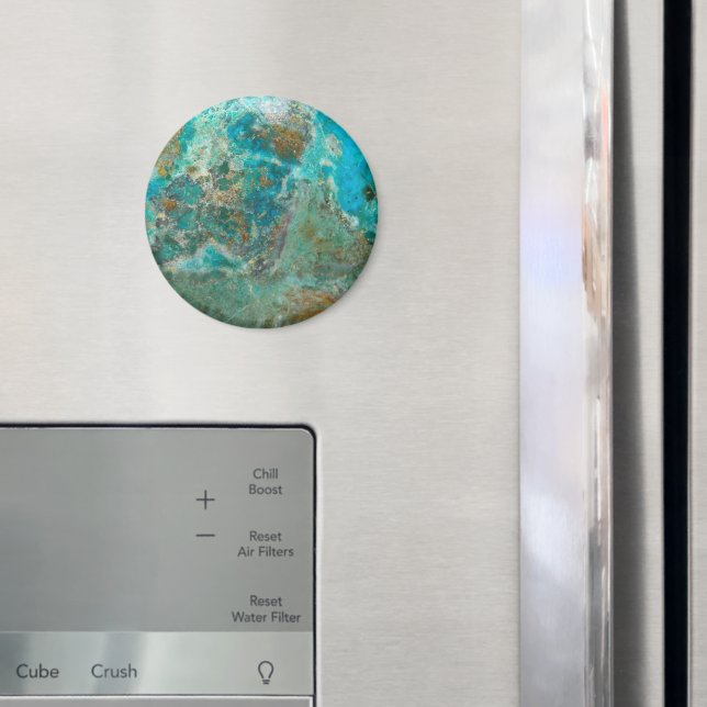 Imán Piedra mineral de crisocolal azul (In situ (nevera))