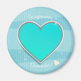 Imán Piedras de nacimiento Diciembre Corazón azul turqu