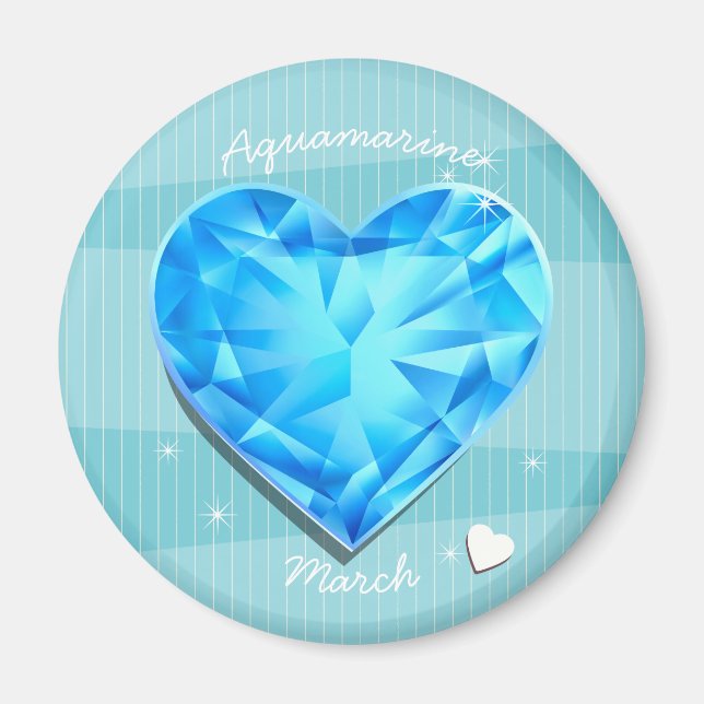 Imán Piedras de pájaro Marcha Corazón azul Aquamarine (Frente)