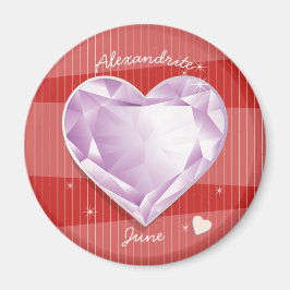 Imán Piedras negras June Alexandrite Pink Purple Heart