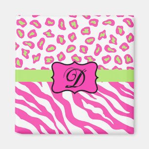 Imán Piel de cebra y queso rosa y blanco personalizada