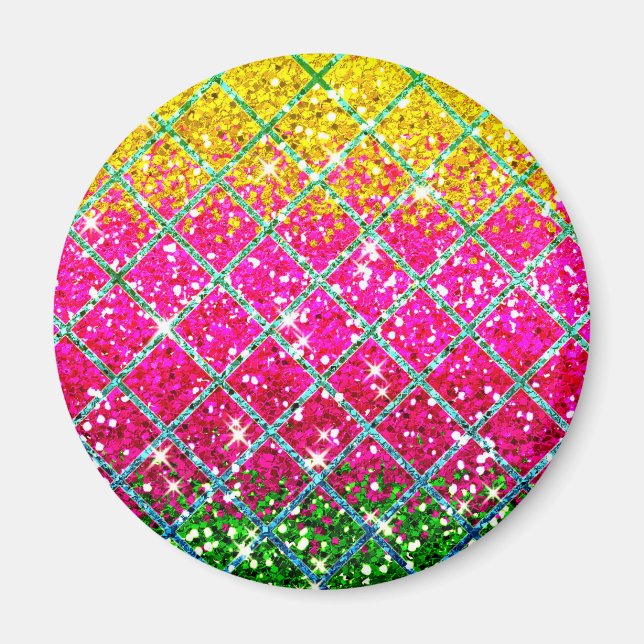 Imán Piel de serpiente rosa purpurina (Frente)
