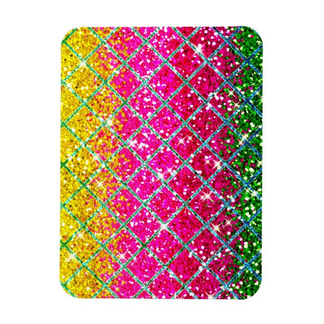 Imán Piel de serpiente rosa purpurina (Vertical)