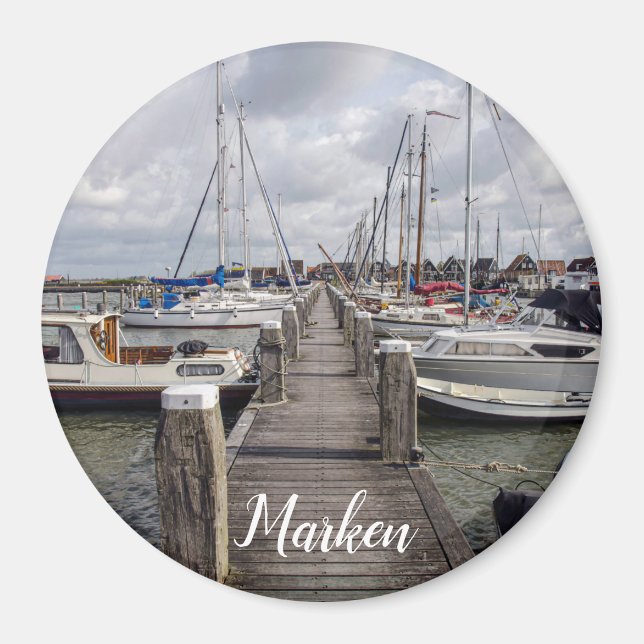 Imán Pier con embarcaciones y yates en Marken, Países B (Frente)