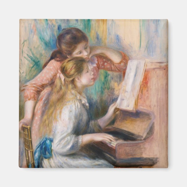 Imán Pierre Auguste Renoir - Jóvenes Chicas en el piano (Frente)