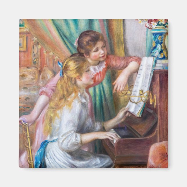 Imán Pierre Auguste Renoir - Jóvenes Chicas en el piano (Frente)