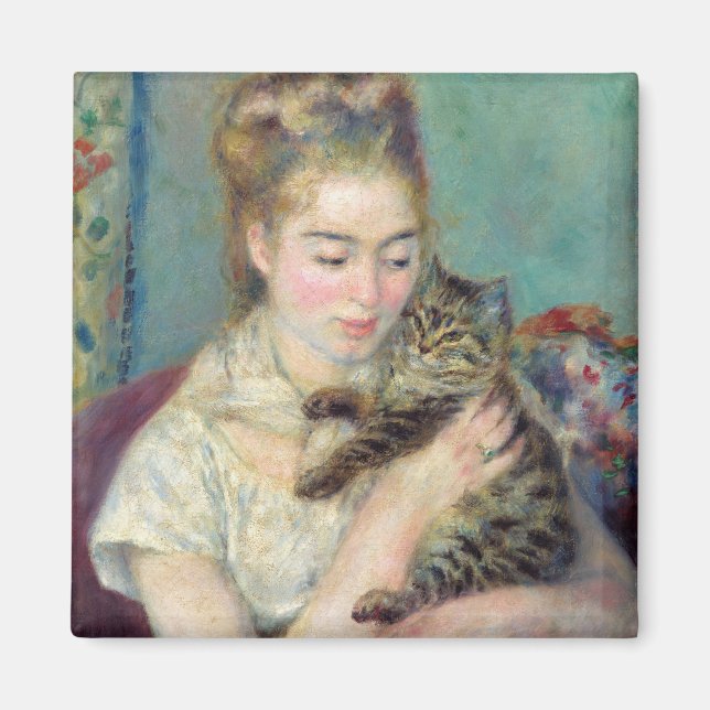 Imán Pierre-Auguste Renoir - Mujer con un gato (Frente)
