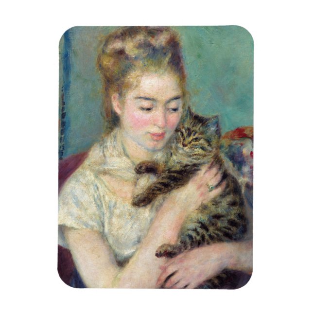 Imán Pierre-Auguste Renoir - Mujer con un gato (Vertical)