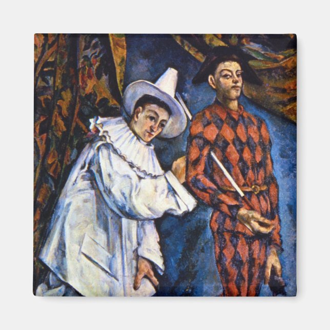 Imán Pierrot y Harlequin, Mardi Gras de Paul Cezanne (Frente)