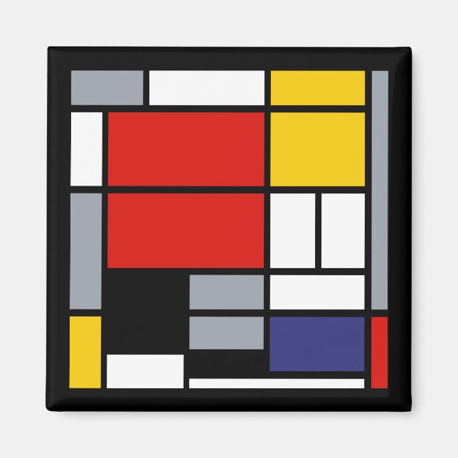 Imán Piet Mondrian, Composición con gran plano rojo (Frente)