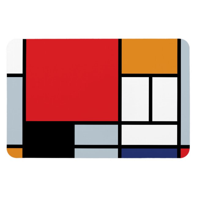 Imán Piet Mondrian - Composición con gran plano rojo (Horizontal)