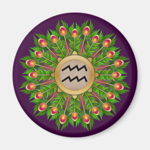 Imán Pieza de pavo real Wreath Zodiac Rótulo Aquarius