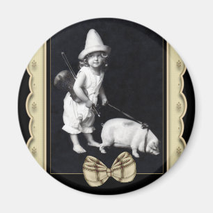 Imán Piggy y yo Vintage Photography Fridge Magnet