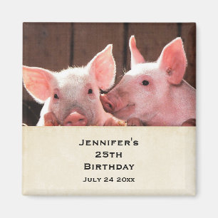 Imán Piglets rosados lindo foto animal cumpleaños