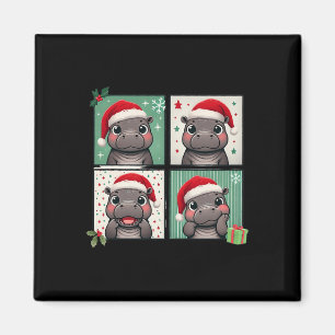 Imán Pigmy Hippo Meme Santa Claus Gorra Fotoboth Funny