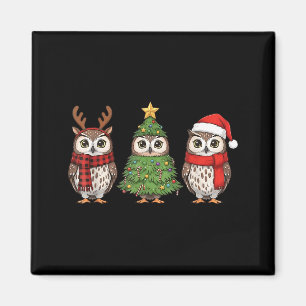 Imán Pijama de Santa Owl Navidad Búho Amante Animal Nav