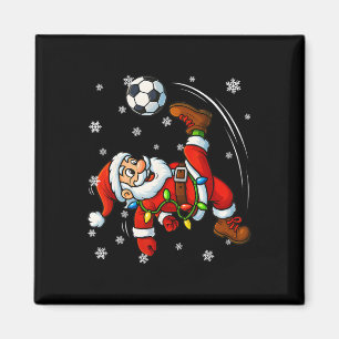 Imán Pijama divertido de Santa retro jugando fútbol Nav
