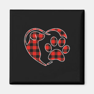 Imán Pijama Rojo de Cuadros Búfalo Perro Corazón Pata N