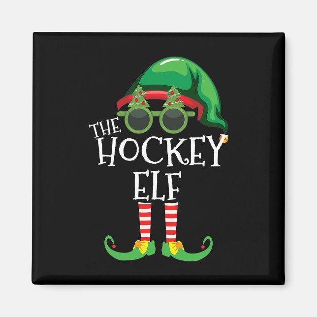 Imán Pijamas de grupo de Navidad de hockey Elf coincide (Frente)