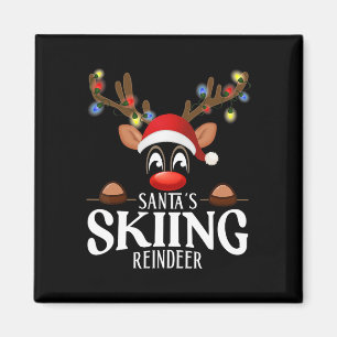 Imán Pijamas divertidos de Navidad con renos patinando