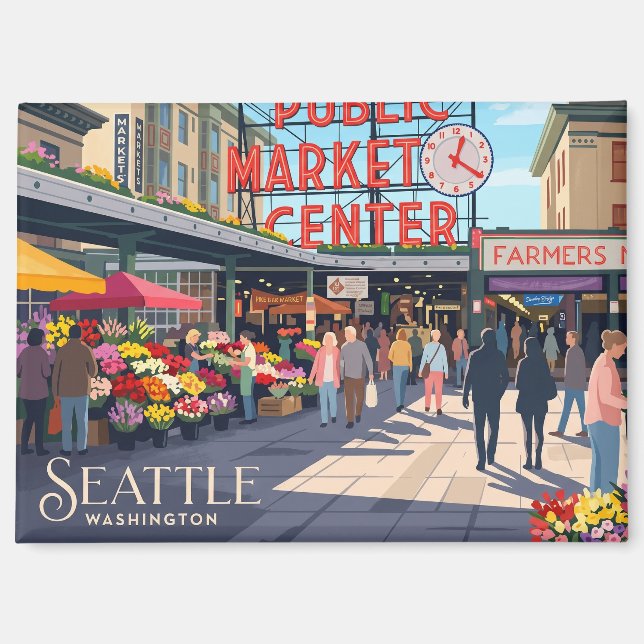 Imán Pike Place Market EE. UU. (Anverso)