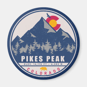 Imán Pikes Peak Colorado Retro Sunset Souvenirs