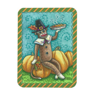 Imán PILGRIM DE MONKEY SOCK, GRACIAS POR LA Festividad