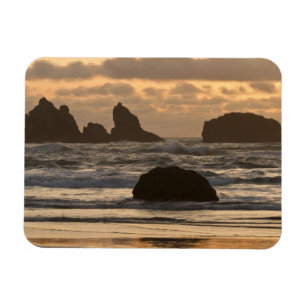 Imán Pilones de mar en la playa en Bandon, Oregon