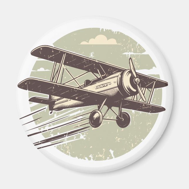 Imán Piloto de biplano vintage (Frente)