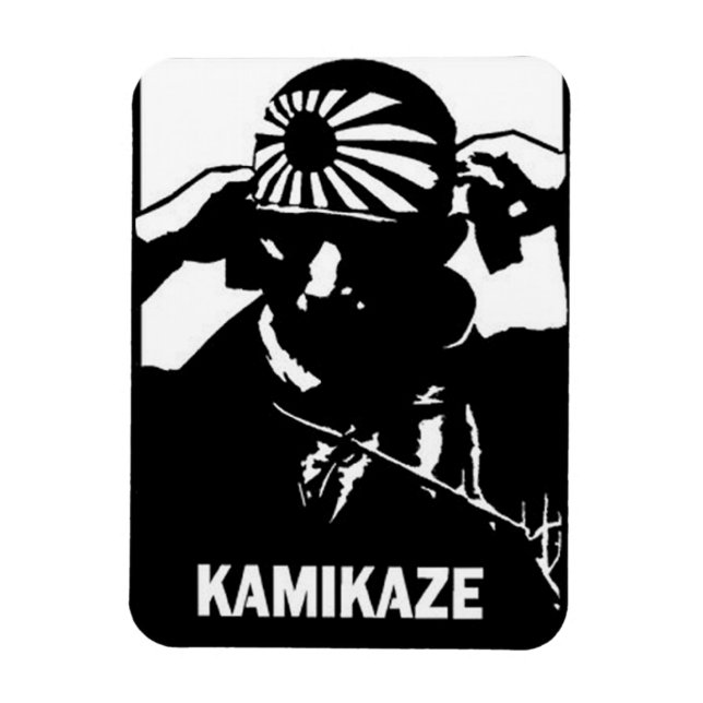Imán Piloto kamikaze japonés blanco y negro (Vertical)