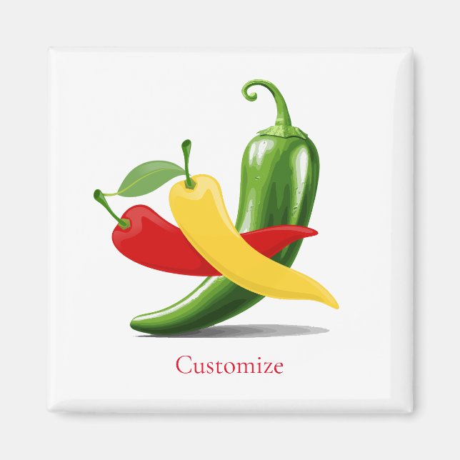 Imán Pimiento de chile verde amarillo rojo Thunder_Cove (Frente)