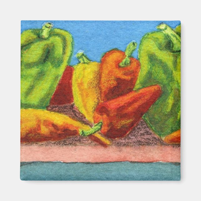 Imán Pimientos calientes y dulces para el estante de la (Frente)