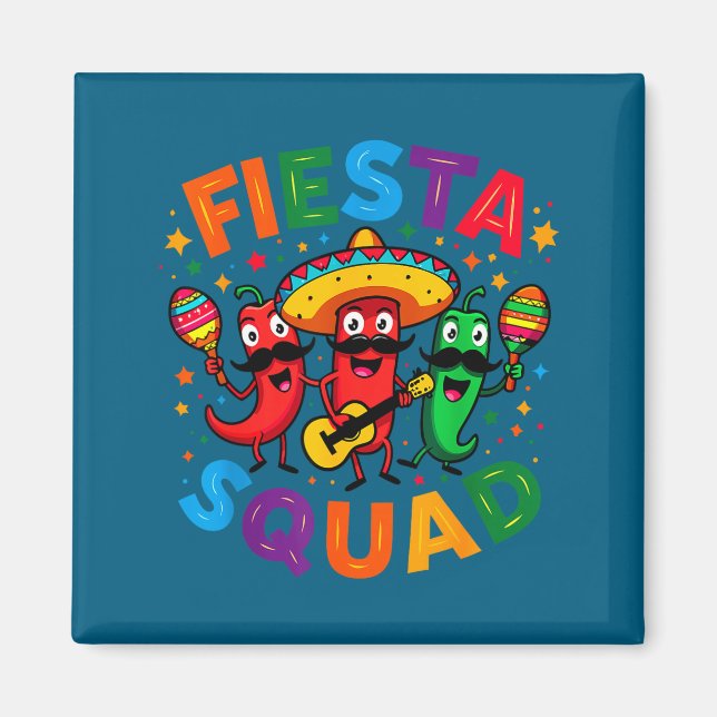 Imán Pimientos divertidos fiesta equipo cinco de mayo (Frente)
