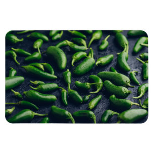 Imán Pimientos verdes de Jalapeno sobre fondo concreto