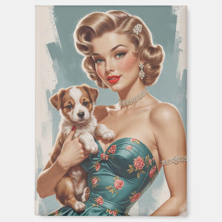 Imán Pin rubio con cachorro adorable