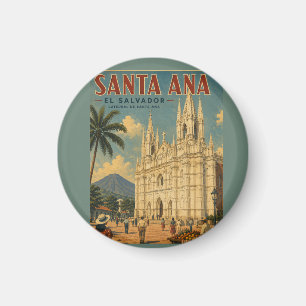 Imán Pin  Santa Ana, El Salvador  Retro poster