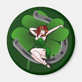 Imán Pin Up Chica Fridge Magnet Lucky St Patrick Pin up
