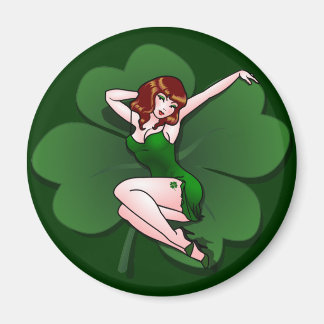 Imán Pin Up Chica Fridge Magnet Lucky St Patrick Pin up