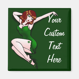 Imán Pin Up Chica Fridge Magnet Lucky St Patrick Pin up