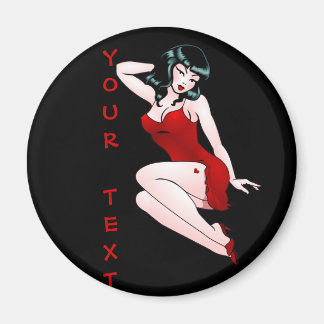 Imán Pin Up Chica Fridge Magnet Personalizado Retro Pin