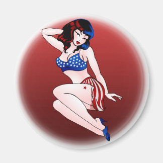 Imán Pin Up Chica Fridge Magnet Retro USA Pin-up Regalo