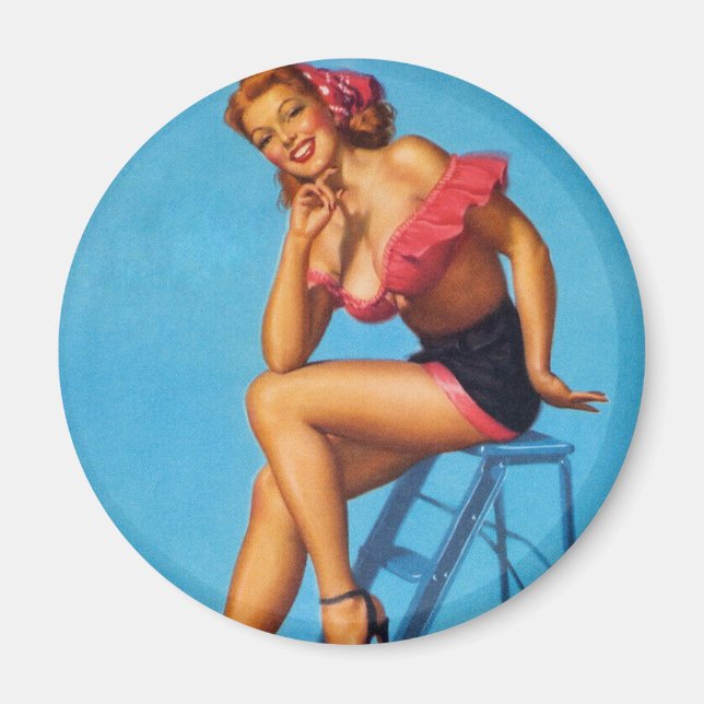 Imán Pin Up Chica Refrigerador Magnet (Frente)