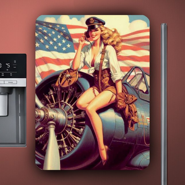 Imán Pin-up de avión vintage (Subido por el creador)