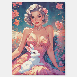 Imán Pin-Up Floral Cute Easter Bunny