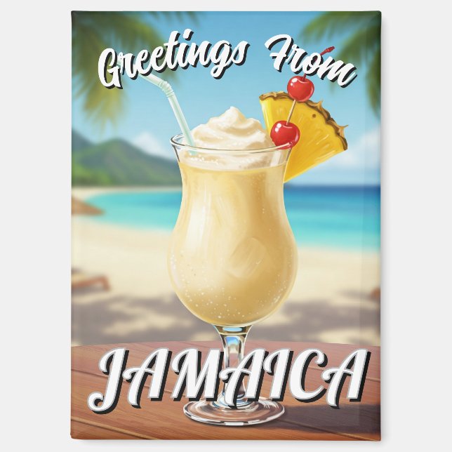 Imán Pina Colada Jamaica Beach Travel (Anverso)