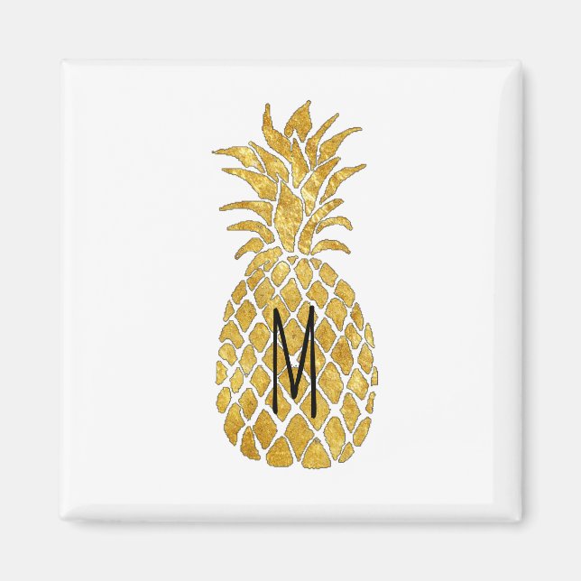 Imán piña dorada monograma (Frente)