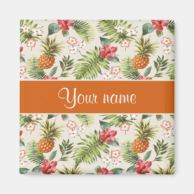 Imán Piña Hibiscus y Palm Fronds (Frente)